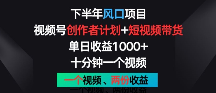 下半年风口项目，视频号创作者计划+视频带货，一个视频两份收益，十分钟一个视频【揭秘】-木石资源网