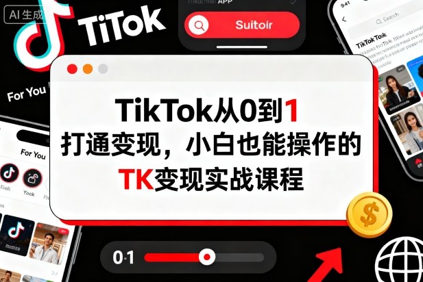 TikTok从0到1打通变现，小白也能操作的TK变现实战课程-木石资源网