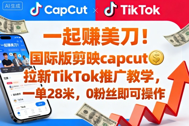 一起賺美刀！国际版剪映capcut拉新TikTok推广教学，一单28米，0粉丝即可操作（附推广入口和教学）-木石资源网