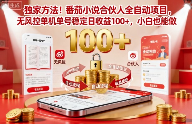 独家方法！番茄小说合伙人全自动挂G项目，无风控单机单号稳定日收益100+，小白也能做【揭秘】-木石资源网