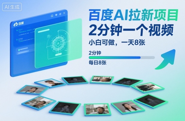 百度AI拉新项目，2分钟一个视频，小白可做，一天8张【附案例+保姆级教程】-木石资源网