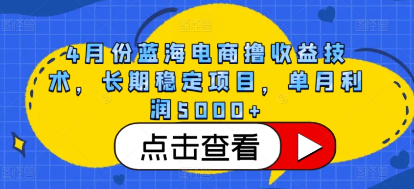 4月份蓝海电商撸收益技术，长期稳定项目，单月利润5000+【揭秘】-木石资源网