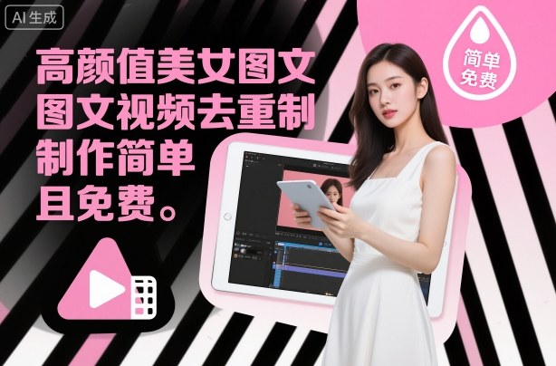 高颜值美女图文视频去重制作教学，制作简单且免费-木石资源网