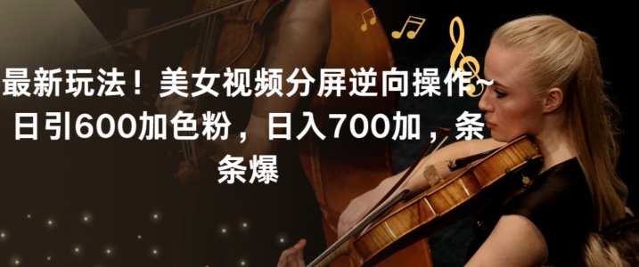 最新玩法！美女视频分屏逆向操作~日引600加色粉，日入700加，条条爆【揭秘】-木石资源网