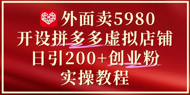 外面卖5980开设拼多多虚拟店铺：单日引流200+创业付费粉实战教程-木石资源网