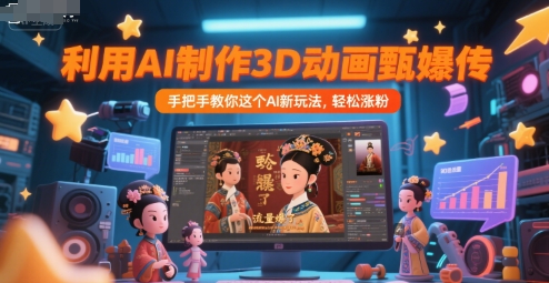 利用AI制作3D动画甄嬛传，流量爆了，手把手教你这个AI新玩法，轻松涨粉-木石资源网