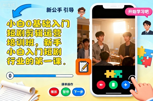 小白0基础入门短剧剪辑运营培训班，新手小白入门短剧行业的第一课-木石资源网