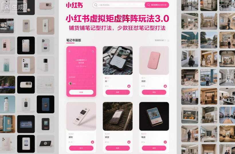 小红书虚拟矩阵玩法3.0，铺货铺笔记型打法，少款狂怼笔记型打法-木石资源网