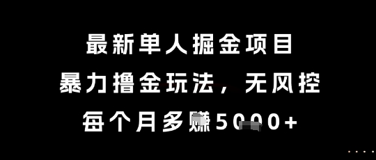 最新单人掘金项目，暴力撸金玩法，无风控，每个月多挣5k+【揭秘】-木石资源网