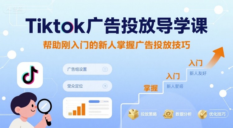 Tiktok广告投放导学课，帮助刚入门的新人掌握广告投放技巧-木石资源网