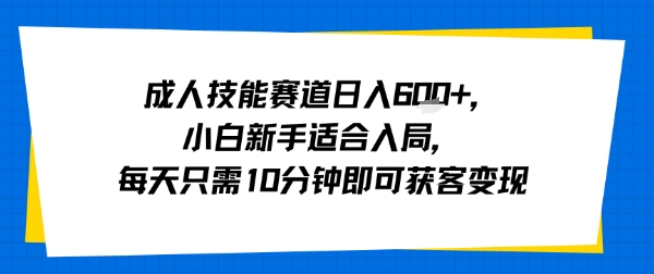 成人技能赛道日入多张，小白新手适合入局，每天只需10分钟即可获客变现-木石资源网