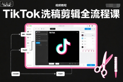 TikTok洗稿剪辑全流程课，PR洗稿剪辑全流程，TK洗稿运营课-木石资源网