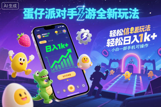 蛋仔派对手游全新玩法，轻松日入1k+，风口信息差玩法，当天见收益，小白一部手机可操作-木石资源网