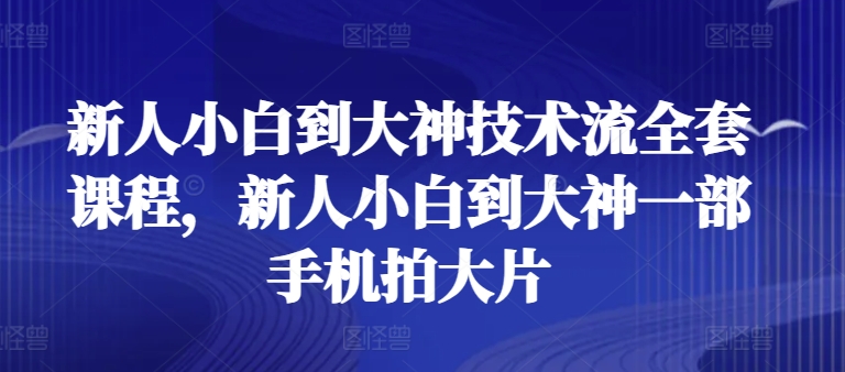 新人小白到大神技术流全套课程,新人小白到大神一部手机拍大片