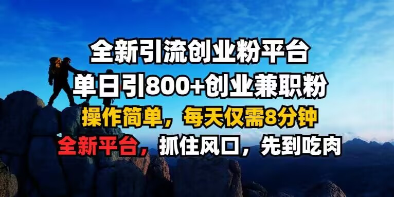 全新引流创业粉平台 单日引800+，创业兼职粉，操作简单，每天仅需8分钟【仅揭秘】-木石资源网