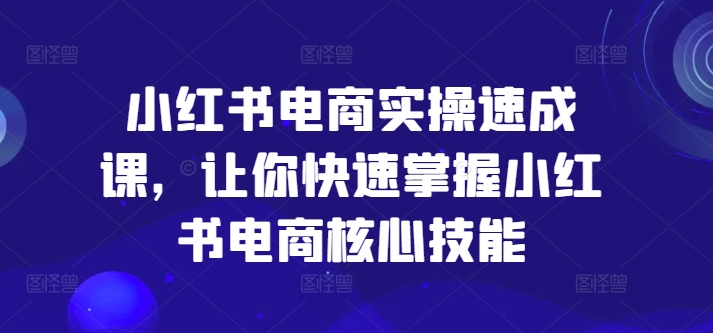 小红书电商实操速成课，让你快速掌握小红书电商核心技能-木石资源网