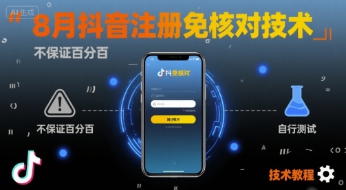 8月抖音注册免核对技术，不保证百分百，自测-木石资源网