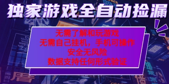 游戏全自动捡漏项目，最新独家玩法，每天操作几十分钟，无任何难度，当天见收益【揭秘】-木石资源网