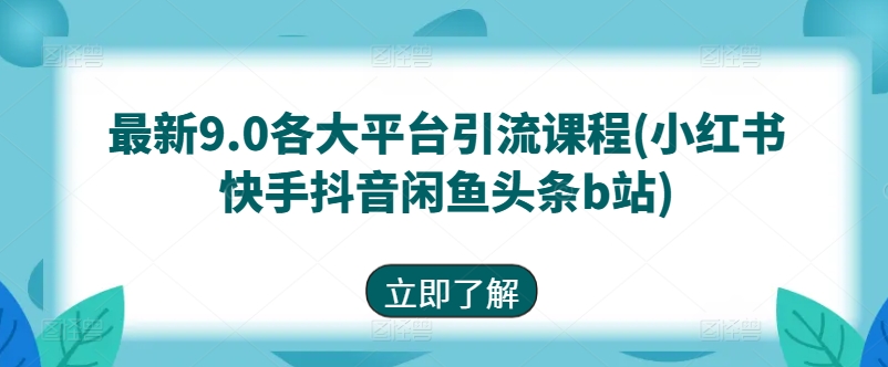 最新9.0各大平台引流课程(小红书快手抖音闲鱼头条b站)-木石资源网