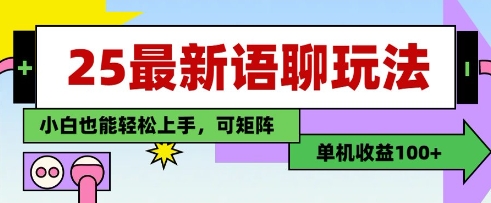 25年最新语聊玩法，纯手工，单机收益100+，小白也能轻松上手，可矩阵操作-木石资源网