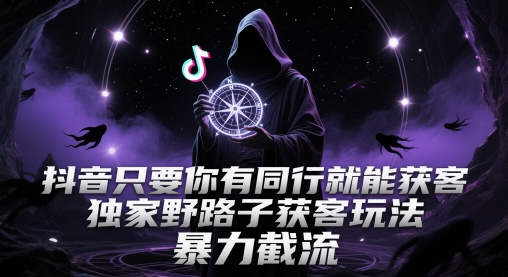 抖音只要你有同行就能获客，独家野路子获客玩法，暴力截流【揭秘】-木石资源网