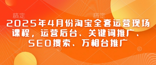 2025年4月份淘宝全套运营现场课程，运营后台、关键词推广、SEO搜索、万相台推广-木石资源网