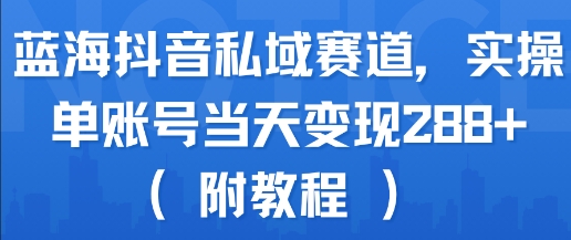 蓝海抖音私域赛道，实操单账号当天变现288+(附教程)-木石资源网