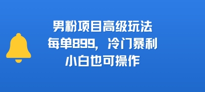 男粉项目高级玩法，每单899，冷门暴利，小白也可操作-木石资源网