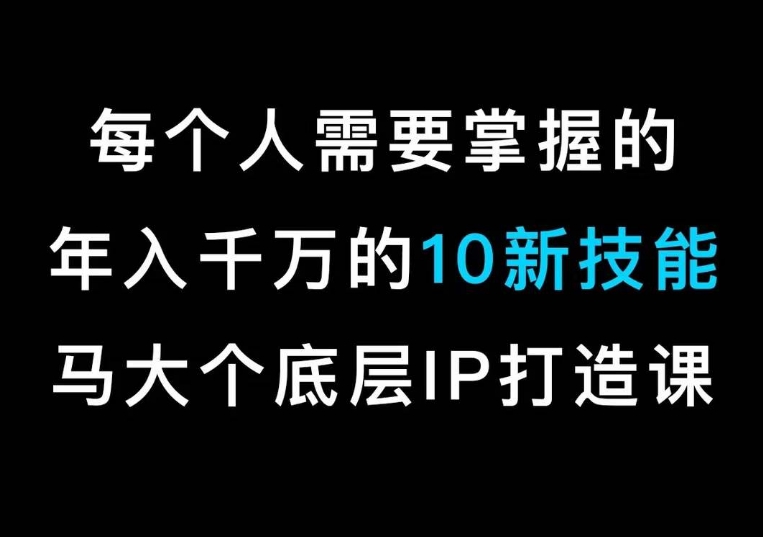 马大个的IP底层逻辑课，​每个人需要掌握的年入千万的10新技能，约会底层IP打造方法！-木石资源网