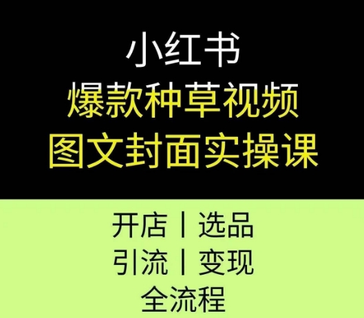 小红书爆款种草视频图文封面实操课,开店、选品、引流、变现全流程