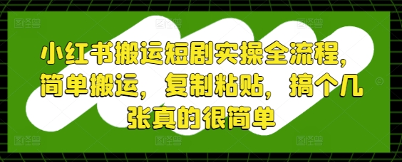 小红书搬运短剧实操全流程，简单搬运，复制粘贴，搞个几张真的很简单-木石资源网