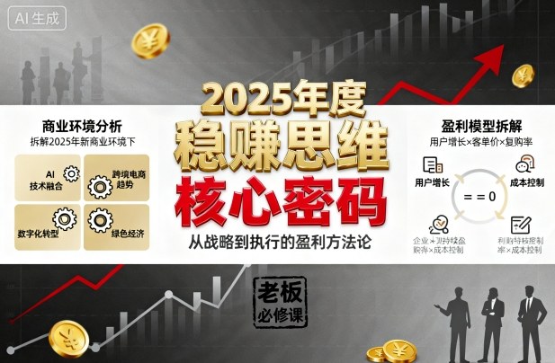 2025年度稳賺思维老板创业营，拆解2025年新商业环境下，企业实现持续盈利的核心密码-木石资源网
