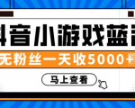 赚钱计划:抖音小游戏蓝海项目,无粉丝一天收入5000+-木石资源网