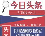 今日头条引流技术4.0,微头条实战细节,微头条引流核心技巧分析,快速发布引流玩法-木石资源网