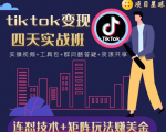 tiktok变现四天实战班,连怼技术+矩阵玩法赚美金!价值998元-木石资源网