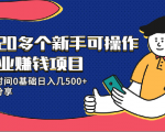 20多个新手可操作的副业赚钱项目:业余时间0基础日入几500+实操分享-木石资源网