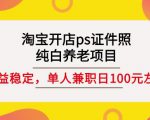 淘宝开店ps证件照,纯白养老项目,单人兼职稳定日100元(教程+软件+素材)-木石资源网