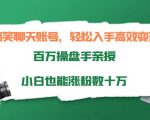 搞笑聊天账号,轻松入手高效变现,百万操盘手亲授,小白也能涨粉数十万-木石资源网