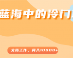 超级蓝海中的冷门项目,文档工作,好玩又赚钱,月入10000+-木石资源网