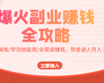 爆火副业赚钱全攻略:实打实演练/学完就能用/全渠道赚钱,带普通人月入3万元-木石资源网