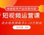 短视频运营课,适合短视频新手0-10万粉丝,快速起号产出优质内容(无水印)-木石资源网