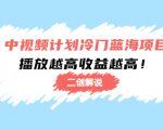中视频计划冷门蓝海项目【二创解说】陪跑课程：播放越高收益越高-木石资源网