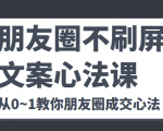 朋友圈不刷屏文案心法课 人人都要懂的商业逻辑 从0~1教你朋友圈成交心法-木石资源网