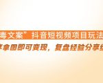 “毒文案”抖音短视频项目玩法，小程序拿图即可变现，复盘经验分享给大家-木石资源网