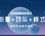 王冲老师《流量+团队+模式》商业模式实战课，全网最赚钱的模式-木石资源网