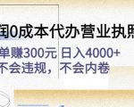 高利润0成本代办营业执照项目：一单赚300元日入4000+不会违规，不会内卷-木石资源网