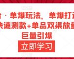 万相台·单爆玩法，单爆打造流程+单品快速测款+单品双渠放量+単品巨量引爆-木石资源网