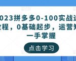 2023拼多多0-100实战运营教程,0基础起步,运营知识一手掌握-木石资源网