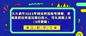久久疯牛2023年纯自然流起号课程，老杨是把自然流玩明白的人，可以闭眼上车（3月更新）-木石资源网