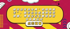 拼多多实战宝典“初级到高手”,新手小白必看拼多多课程,带你全方位解读拼多多各种玩法-木石资源网
